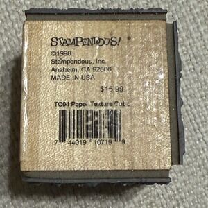 Stampendous TC04 Paper Texture Cut Rubber Stamp Wood Mount 1998